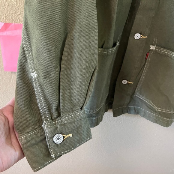 NEW Levi’s Oversized Red Cotton hemp Green denim chore coat - Picture 9 of 16